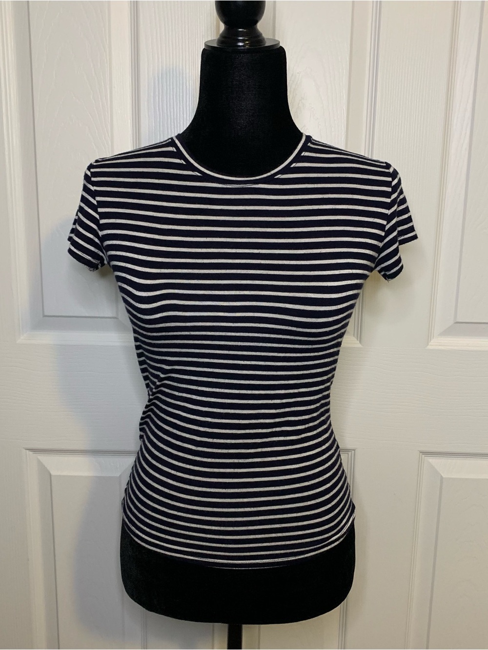 Classic Dark Navy and White Striped Short-Sleeve Tee
